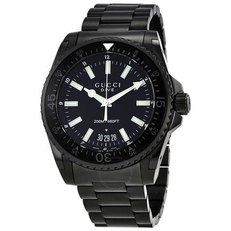 gucci dive black dial stainless steel men's watch|Gucci 126.2 men's wrist watch.